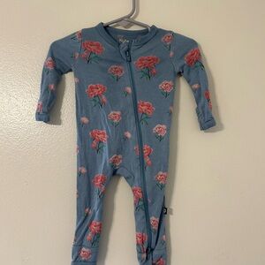 Kyte BABY Blue and Pink Floral Footless PJs